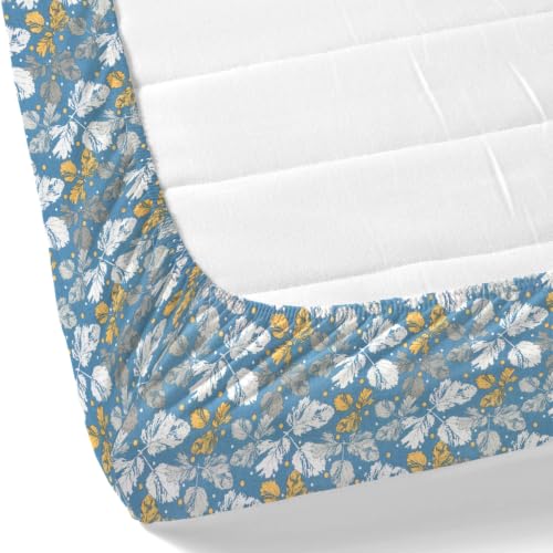 Image of Haus & Kinder Elastic Bedsheet Single Bed, 37 x 78 x 11 Inches Single Bedsheet Cotton Elastic Fitted with 1 Pillow Cover, Pure Cotton 186 TC, Breathable Wrinkel Free - Golden Birch Symphony