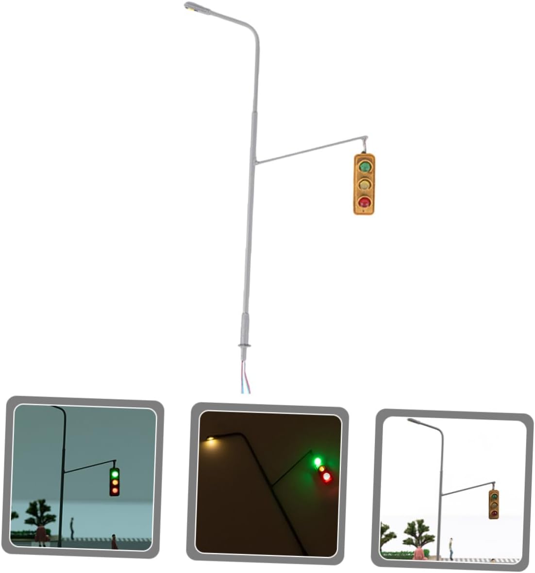 Mini Railroad Light Model for Sand Table DIY Decoration Realistic Traffic Signal Lamp Model with Warm White Light Portable Scale Ornament for Train Layout