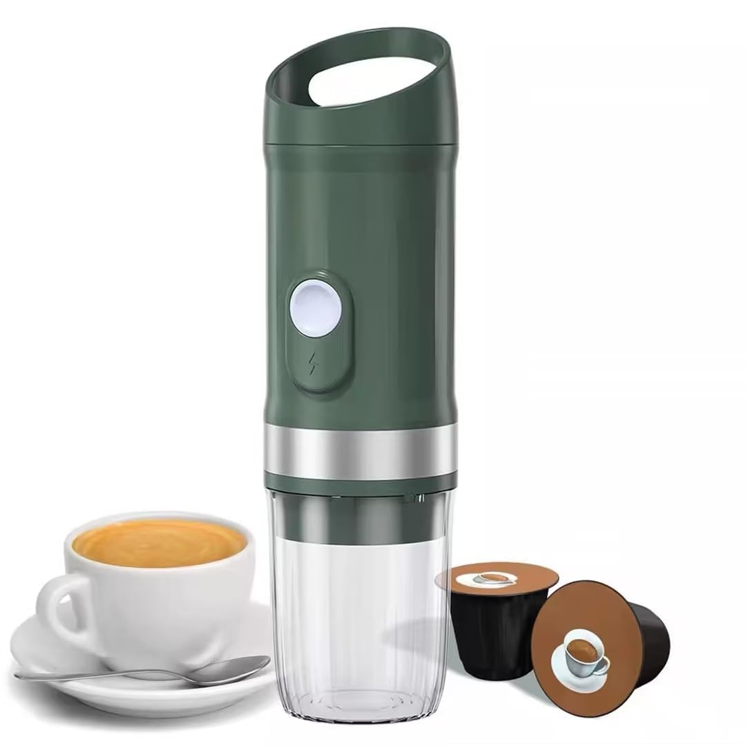 Portable Espresso Maker, 20BAR Pump Pressure Travel Coffee Machine, Self-Heating with Type-C Rechargeable 9600mAh Battery, for Coffee Powder & Capsules, Ideal for Camping, Car, Office