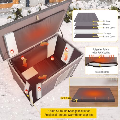 Aivituvin Dog House With Insulated Liner For Winter, Waterproof Heated Dog Kennel For Small Medium Large Dog With All-Around Iron Frame thumb #1