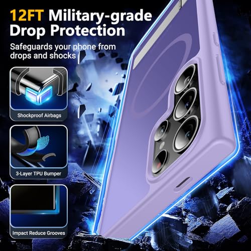 Image of SPIDERCASE Magnetic for Samsung Galaxy S23 Ultra Case, [3 Stand Ways][ Military Grade Drop Protection] with Invisible Stand Shockproof Slim Case for Samsung S23 Ultra 6.8 inch, Light Purple