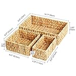 FairyHaus Wicker Baskets for Organizing 3Pack, Large and Small Wicker Storage Baskets Set, Hand Woven Baskets for Storage, Natural Water Hyacinth Storage Baskets for Pantry Shelf - Image 3