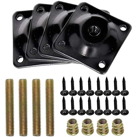 Leg Mounting Plates, Furniture Leg Attachment Plates Sofa Legs with Hanger Bolts T-Plates for Furniture Sofas Couches Seats,28pcs Cover