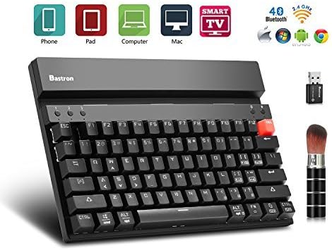 Wireless Mechanical Keyboard 2 Mode 2.4G&Bluetooth Multi-device Keyboard for Computers Tablets Smartphones Gaming/Industrial/Office LED Backlit by Bastron MK75+(Black) Cherry MX Blue Switch