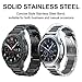 valkit Compatible Gear S3 Frontier/Galaxy Watch 3 45mm Bands,22mm Stainless Steel Solid Wrist Band Metal Bracelet +Screen Protector for Gear S3 Frontier/Classic/Galaxy Watch 46mm, Sliver/Black+Black