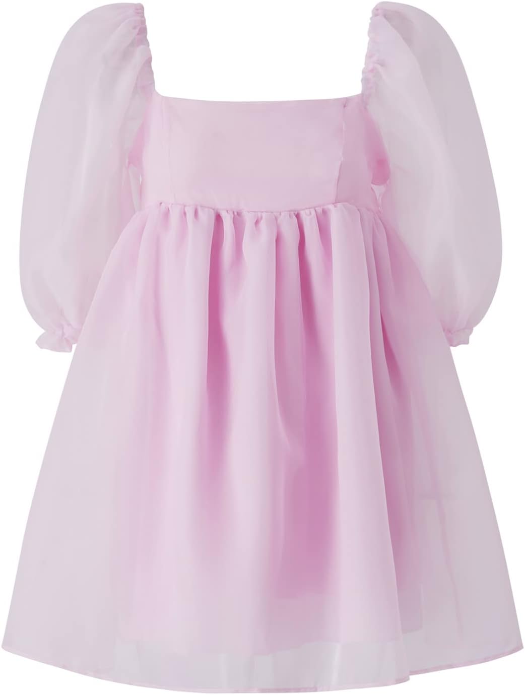 Women Off Shoulder Puff Sleeve Tulle Dress Square Neck Fairy Mini Dress Tie Dye Princess Party Prom Wedding Dress