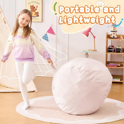 Image of Bean Bag Chairs for Kids - 2.5FT Round Memory Foam Furniture BeanBag Chair - Kids /Teens Bean Bag Sofa with Soft Micro Fiber Cover - Fluffy Couch for Playroom Living Room Bedroom, Pink