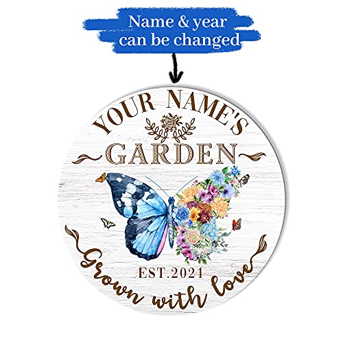 Memate Custom Garden Signs For Outdoor Decorative - Personalized Name, Year Printed Wood Sign For Flower Garden Decor And Accessories - Wooden Outdoor Plaque For Garden, Backyard, Patio, Farmhouse #TOP4