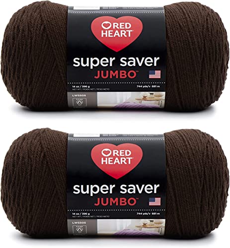 Red Heart Super Saver Jumbo Coffee Yarn - 2 Pack...