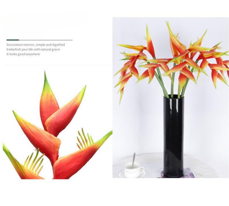 Fleur artificielle héliconia orange A à 7 pétales pour décoration et bricolage - 4
