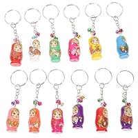 Garneck 12 Stück Holz-Schlüsselanhänger Auto-Schlüsselanhänger Kinder-Ornamente Gefälligkeiten Wagen Süßer Liebhaber- Russische Matroschka-