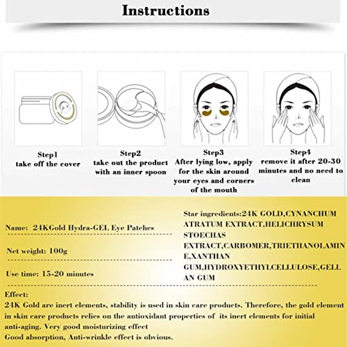 Remendos de olho de ouro 24k,Olheiras sob tratamentos de olho - Máscara anti-envelhecimento para os