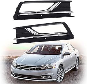 munirater 2-Pack Front Bumper Fog Lights Cover Grilles US Style Replacement for 2016 2017 VW Volkswagen Passat B8 Left & Right Side 561854661 561854662