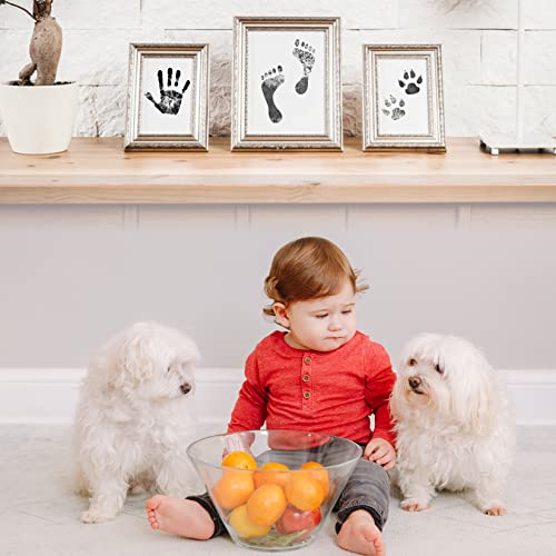 Baby Handabdruck und Fußabdruck Set, 2 Stk Baby Abdruckset, Pfotenabdruck Set, Clean Touch Stempelkissen für Baby Shower, Neugeborene, Hund, Katze, Familie Geschenk