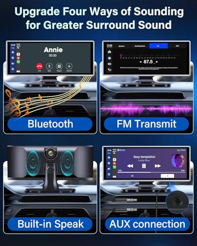 Image of Cason Upgraded Carplay /Car Android Auto Touch Screen 10-Inch with 4K Dash Cam &1080p Rear Camera,Infotainment System IPS LED Display Screen with Voice Control,BT for All Vehicles