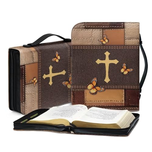 Portable Bible Cover Bag Large Study Bible Carrying Case for Women Men, The Lord Is My Strength And My Song, Bible Bag Organizer with Handle & Zipper 2XL 5