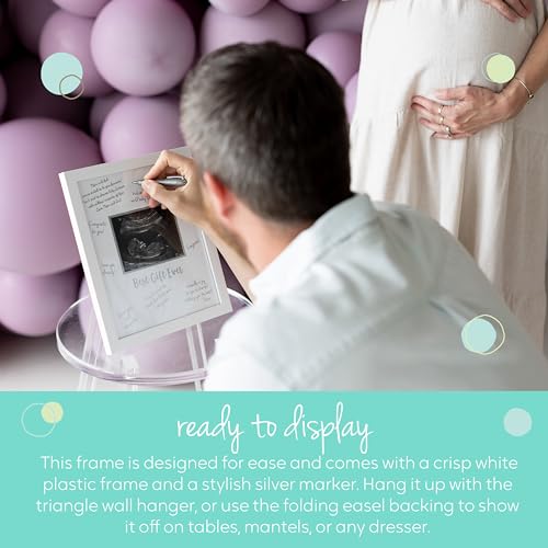 Image of Sonogram Signature Frame - Ultrasound Picture Keepsake, Gender Neutral Baby Shower Decor, First Time Moms Pregnancy Gift, Guest Book Alternative, Ideal for Nursery, Marker Included