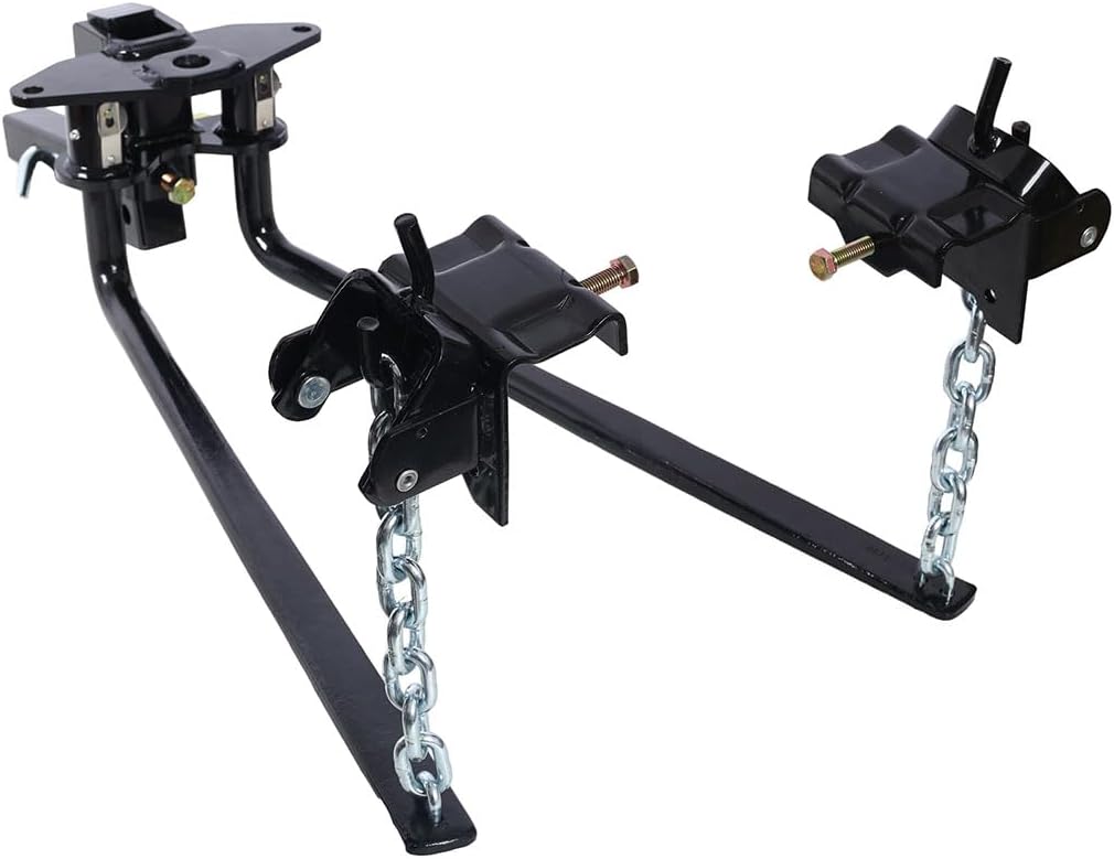 12000lb Weight Distribution Hitch, 4-Point Sway Control with Height Adjustable Forged Shank, Includes Standard Hitch Shank & Pre-Installed Hitch Ball (Black),10000lbs