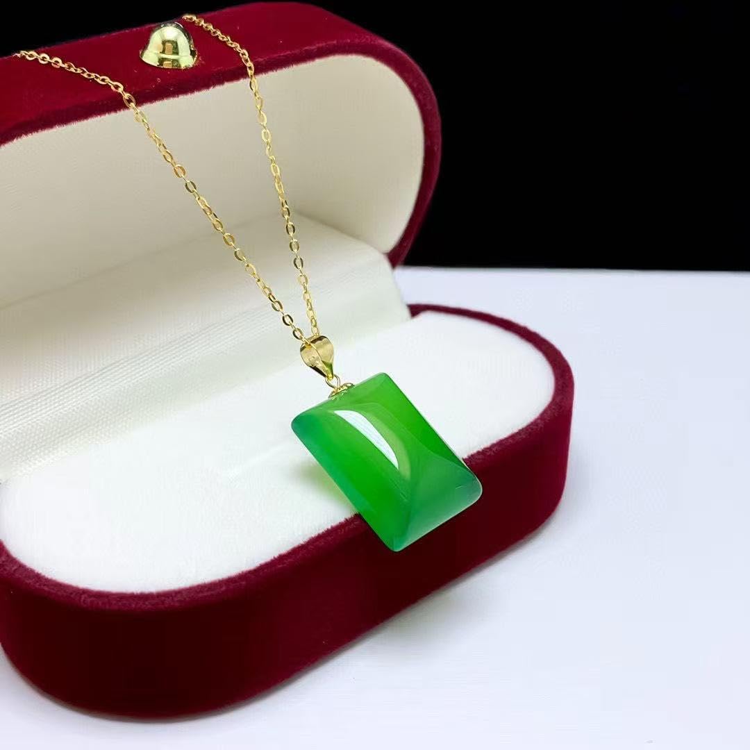 Green Jade Pendant with Gold Plated Silver Chain Gifts for Women - Image 4
