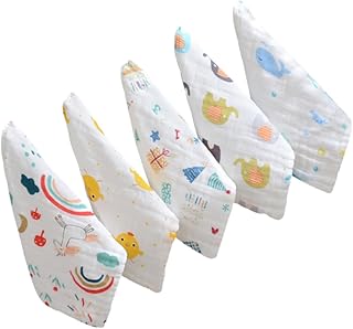 ibasenice 5 Peças Toalhas Para Crianças Toalha De Bebê Toalhas De Bebê Toalhas De Musselina Toalha De Alimentação De Bebê Pequeno Lenço Lenço Toalha De Enfermagem Gaze De Algodão Infantil