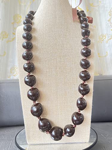 Native Treasure 32" Mens and Womens Genuine Brown Chunky Bead Kukui Nut Necklace Lei Tropical Jewelry Necklace From the Philippines2