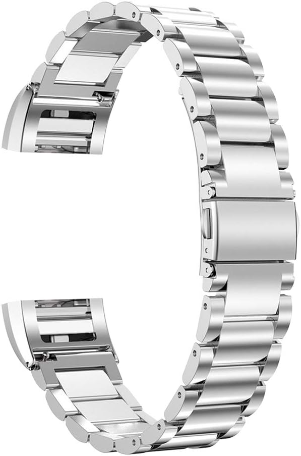 Oitom Stainless Steel Bands Compatilbe Fitbit Charge 2,Premium Stainless Steel SS Metal Replacement Watch Band Strap for Fitbit Charge 2 Smart Fitness Watch (Silver with Clear Diamond)