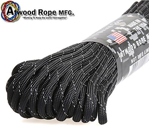 Atwood Rope Mfg アトウッド ロープ 7strand 550 パラコード 50ft Reflective Black パラコード 4mm 3mm 2mm 万能ロープ 並行輸入品 Atwood Rope Mfg アトウッド ロープ ロープ コード Amazon