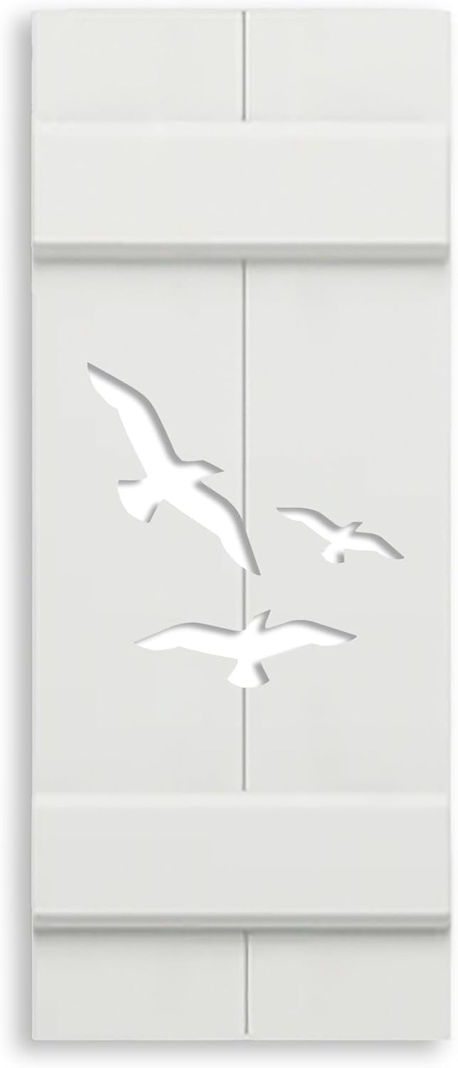 Flying Bird Beach House Shutter, Seagull Outdoor Decor, Sold Individually (Width: 11.5, Height: 44)