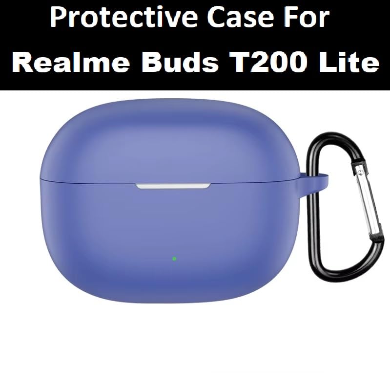 Image of Colorcase Front & Back Full Protection Silicon Protective Case Cover for Realme Buds T200 Lite - (Blue) (Earbuds Not Included)