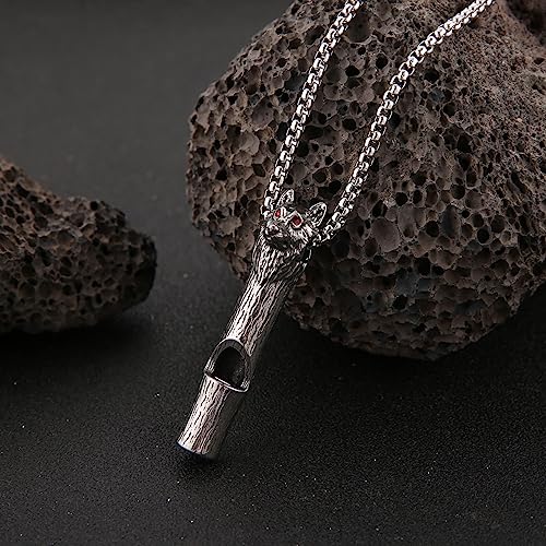 HZMAN Colar de emergência para adultos, retrô, gótico, lobo, apito, sobrevivência ao ar livre, para