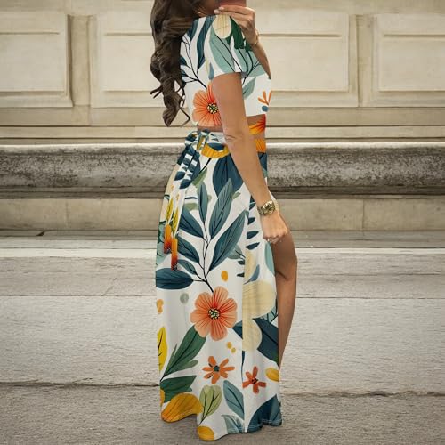 Image of MESLIMA Two Piece Dresses Sets for Women Summer Boho Maxi Dresses
