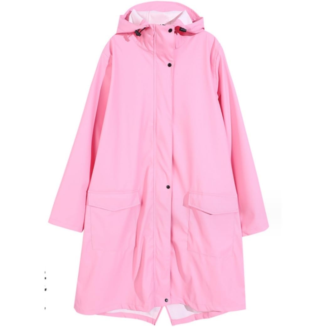 Chubasquero Chubasquero Fresco Rojo Cortavientos Abrigo Grueso Y Poncho De Lluvia Largo para Mujer Senderismo Al Aire Libre Ponchos De Lluvia Impermeables(Pink,XL)