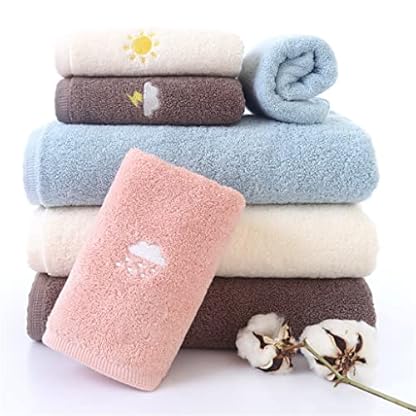 P9IDEDFH Einfarbiges besticktes Handtuch-Set vs. Blau, 1 Badetuch, Badezimmer und 2 Gesichtshandtücher für Erwachsene (Farbe: C, Größe A – Bild 3