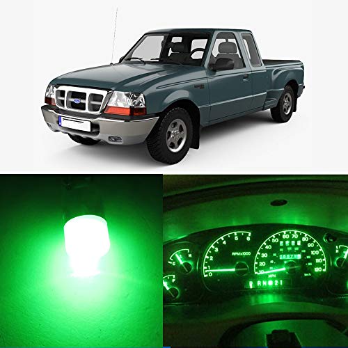 Image of WLJH High Bright Green Instrument Panel Cluster Gauge Indicator Warning Lamp Bulb Full Led Light Kits For Ford Ranger 1995-2003,Pack of 25 | 3030 SMD, Stable Performance, Dimmable, Gauge Speedometer Illumination, Warning Indicator Light 25-Pack