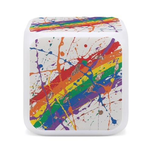Reloj despertador LED multicolor contra mañanas aburridas con diseño artístico de pintura 5