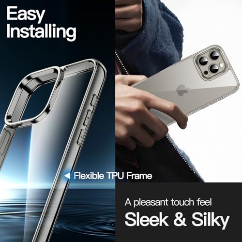 Image of JETech Cover Case for iPhone 16 Pro 6.3-Inch, Non-Yellowing Shockproof Phone Bumper Cover, Anti-Scratch Clear Back (Natural Titanium)