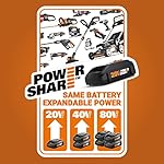 WORX WA3606, 2.0Ah, Indicator, 5 hr Charging Time 20V Battery and Charger, Black & Orange