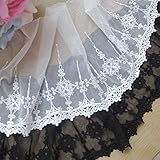 2 Yards of 13cm Gothic Embroidery Lace Fabric Trim (Black)