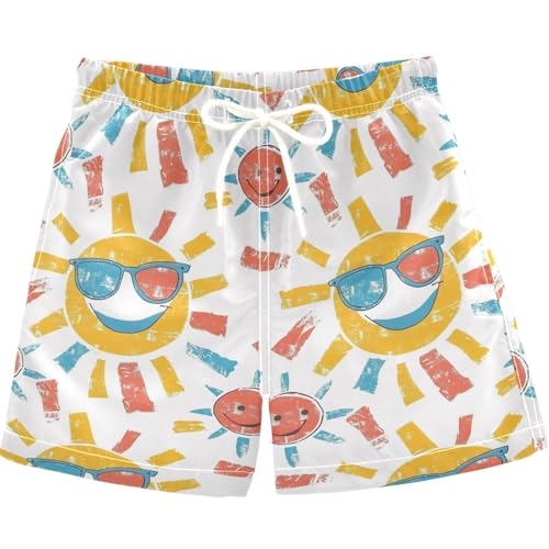 visesunny Summer Boy's Beach Shorts Cartoon Sun 3D Glasses Quick Dry Swim Trunks Baby Boy Bathing Suit with Pockets 3T Multi