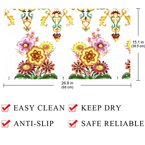 Alfombra de baño floral amarilla antideslizante de 15.7x27.9 pulgadas 5