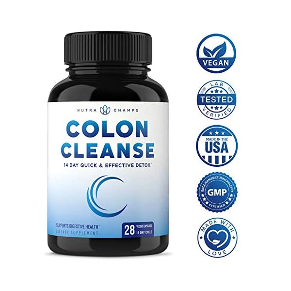Colon Cleanse & Detox for Weight Loss [14 Day Quick Cleanser] Safe & Effective Formula with Probiotic & Digestive Enzymes for Constipation Relief - Capsules Supplement to Flush Toxins & Boost Energy