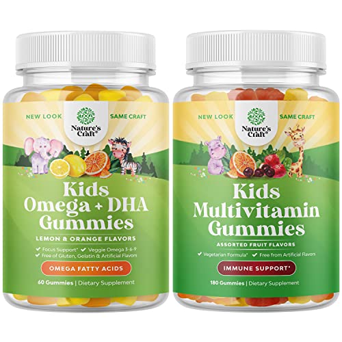 Bundle Of Omega 3 Gummies For Kids And Plant Based Kids Multivitamin Gummies - - Perfect Dha Omega 3,6,9 Gummies That Supports Bones, Brain, Heart - Non-Gmo Kids Vitamins Gummy #TOP24