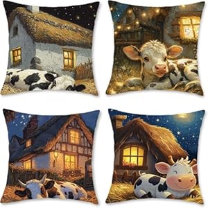 Fcunjuun 60x60cm 4er Set Kissenbezüge Landhaus