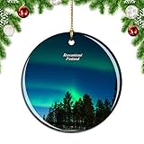 Weekino Finnland Aurora Rovaniemi Weihnachtsdekoration Christbaumkugel Hängender Weihnachtsbaum Anhänger Dekor City Travel Souvenir Collection Porzellan 2,85 Zoll