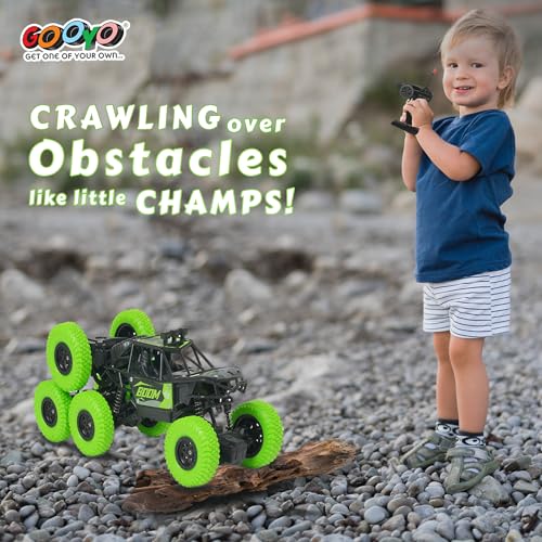 Image of Gooyo GY-97 Hi-Speed Rechargeable Remote Control Rock Crawler Car Toy | 8 Tyres Monster Truck Rock Crawler | 50 Climbing RC Car 4x4 Off-Road Car Toy | Green | in-Built Battery | Gift Box Pack