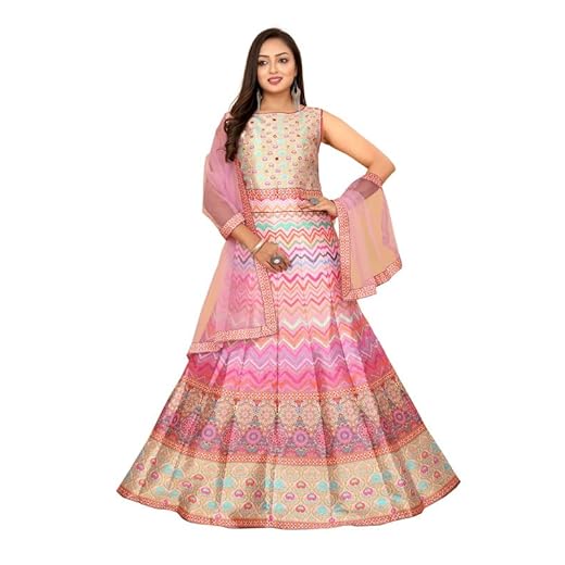 ETHNICTREE Women's Fully Stitched Silk Gown with Net Dupatta for Festive, Paty and Wedding - XL- (D.NO.211) Dark Pink