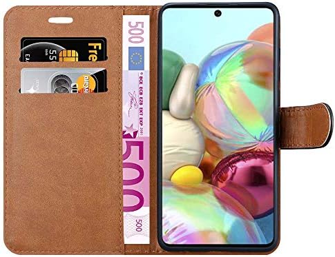 iCatchy For Samsung Galaxy A71 Case Leather Wallet Book Flip Folio Stand View Cover Compatible with Samsung Galaxy A71 Phone Cover (Black)