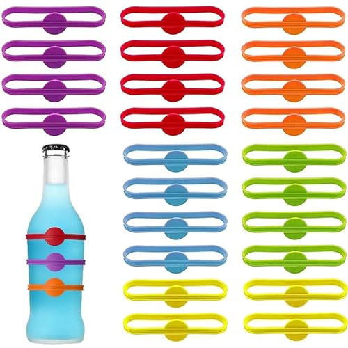 JINJUMEI Segnabicchiere, 24 Pezzi Marcatori di Vino Bevande, Pennarelli per Bevande Riutilizzabili Multicolore Marcatori per Bevande in Silicone per Casa Bar Festa di Cocktail