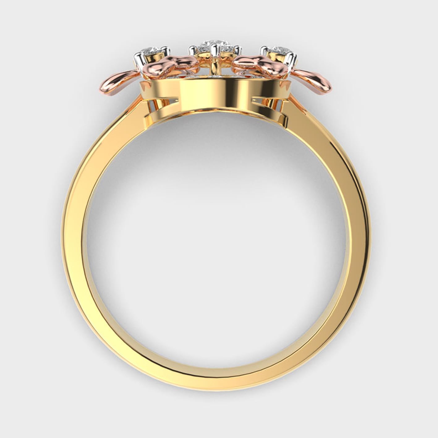 Anello solitario in argento sterling 925 con trifoglio fantasia | placcato oro rosa | con moissanite, anelli di lusso fatti a mano di forma rotonda per donna | LKJR_0572