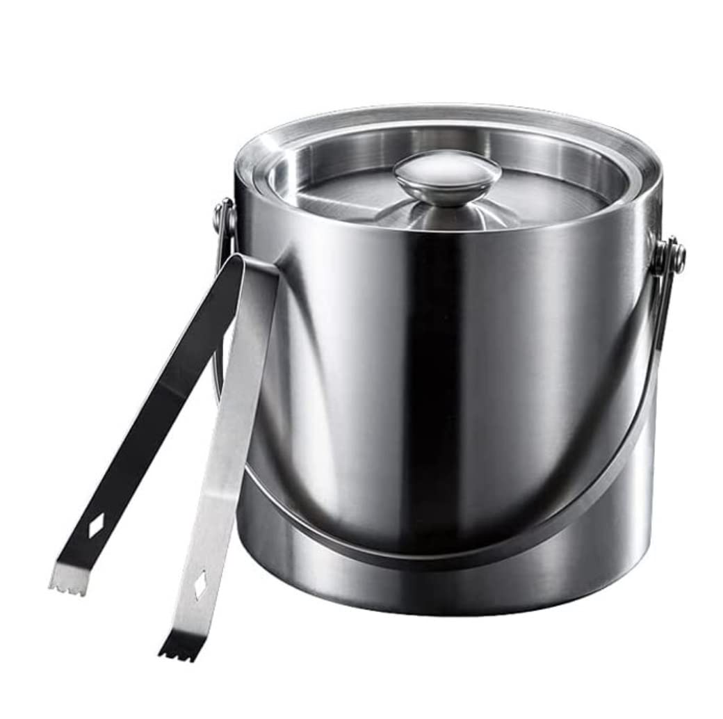 ice bucket Secchiello per il ghiaccio Secchiello per champagne Secchiello per il vino Secchiello per il ghiaccio Secchiello per il ghiaccio a doppia parete in acciaio inossidabile con coperchio e pinz